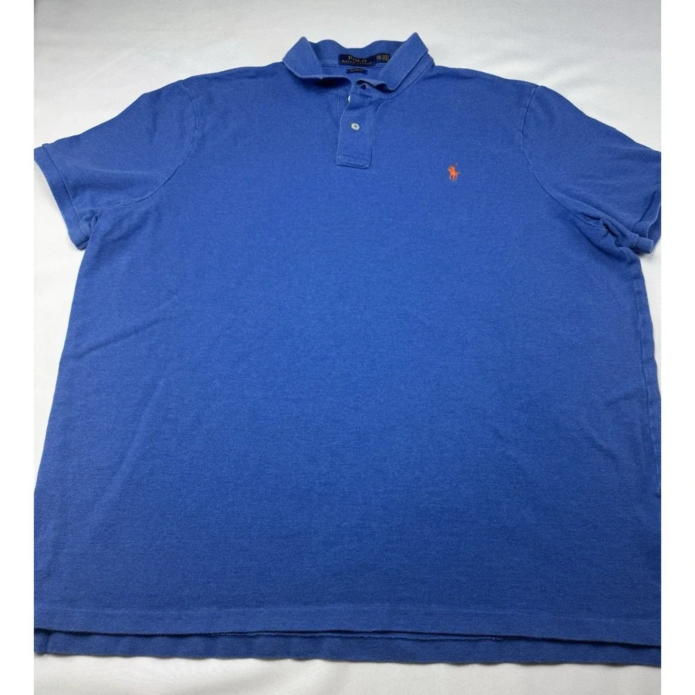 Ralph Lauren Polo Shirt Mens XXL Classic Fit Blue Red Pony Pocket SS